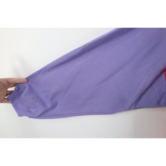 Vtg 80s 90s Converse Womens XL Spell Out Color Block Sweatshirt Pink Purple - Picture 6 of 13
